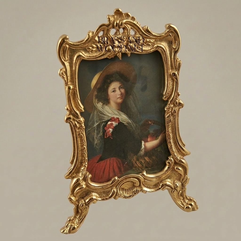 Rococo Scroll & Rocaille Easel Picture Frame with Claw Feet — Gold