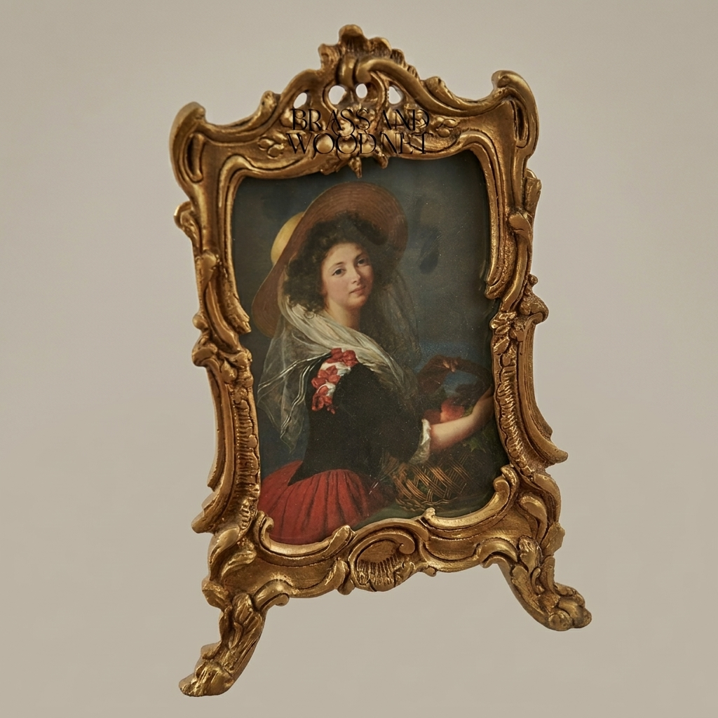 Rococo Scroll & Rocaille Easel Picture Frame with Claw Feet — Antique Gold