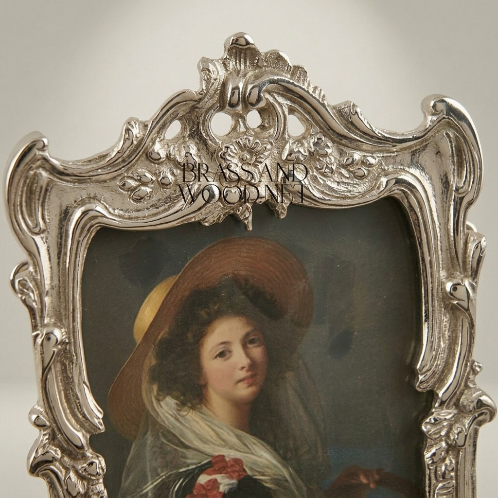 Rococo Scroll & Rocaille Easel Picture Frame with Claw Feet — Silver
