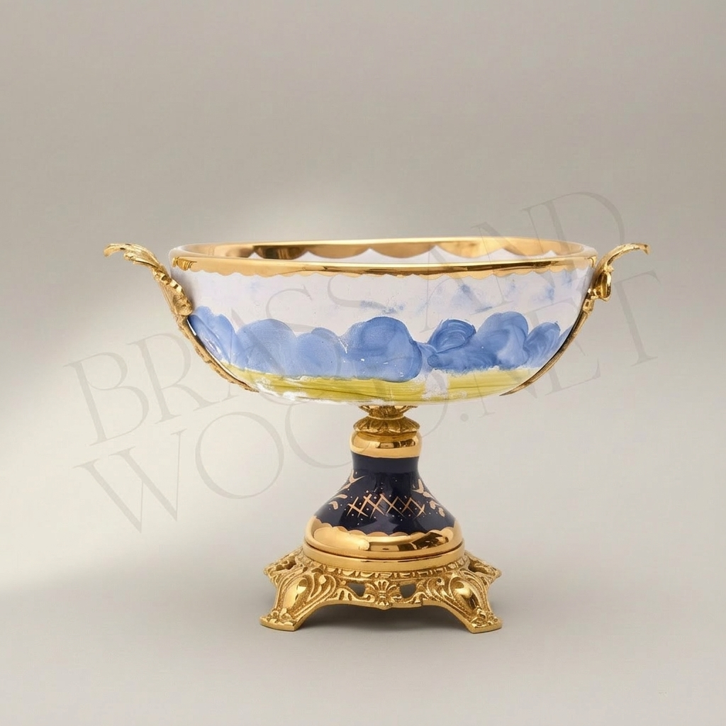 Rococo Sèvres-Style Ceramic & Brass Vase Garniture Set – Hand-Painted Pastoral Scenes