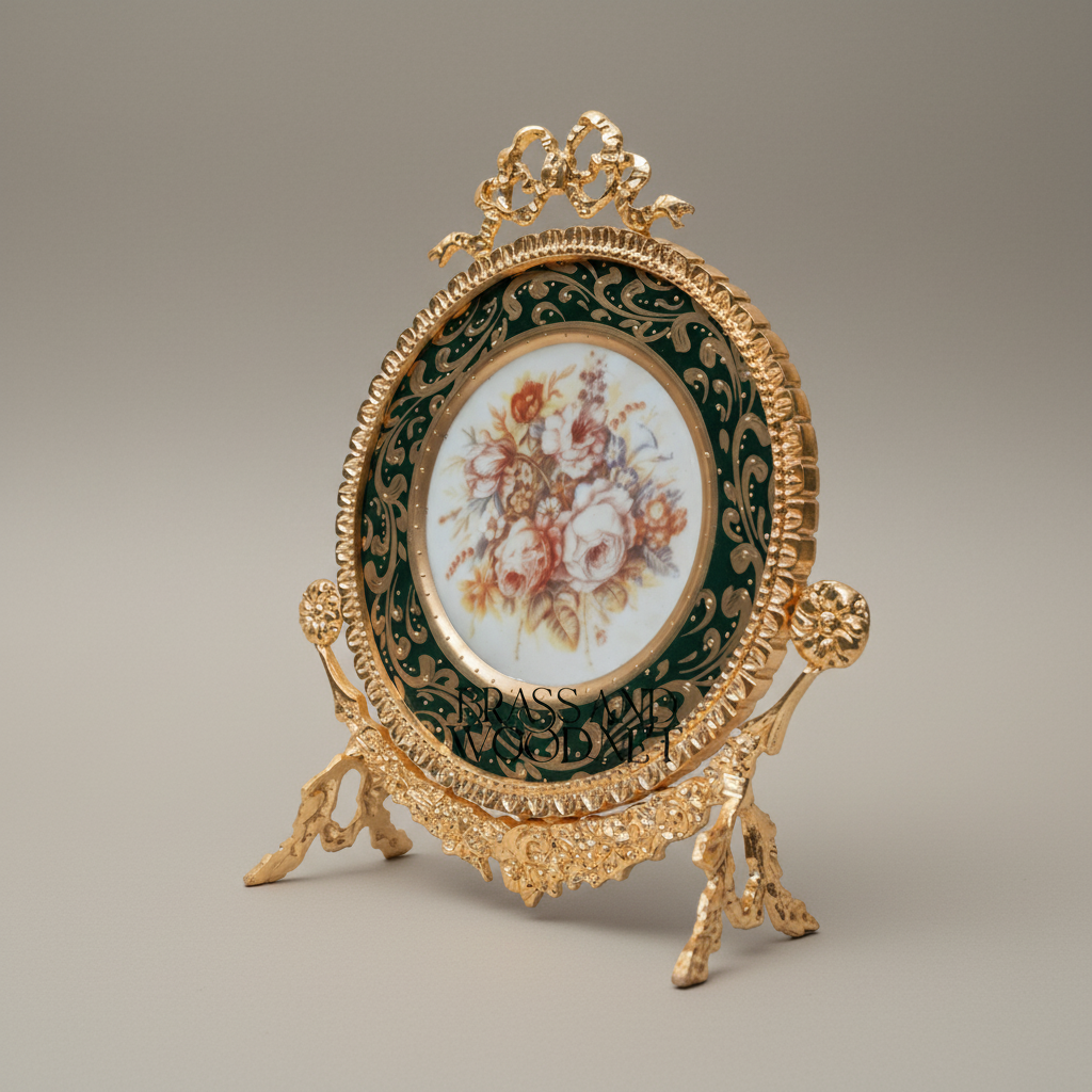 Rococo Sèvres-Style Porcelain & Gilt Brass 3-Piece Garniture Set — Floral Medallion Urns & Display Plate — Gold