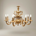 Rococo Solid Brass 8-Arm Chandelier with Acanthus Scroll Canopy — Gold