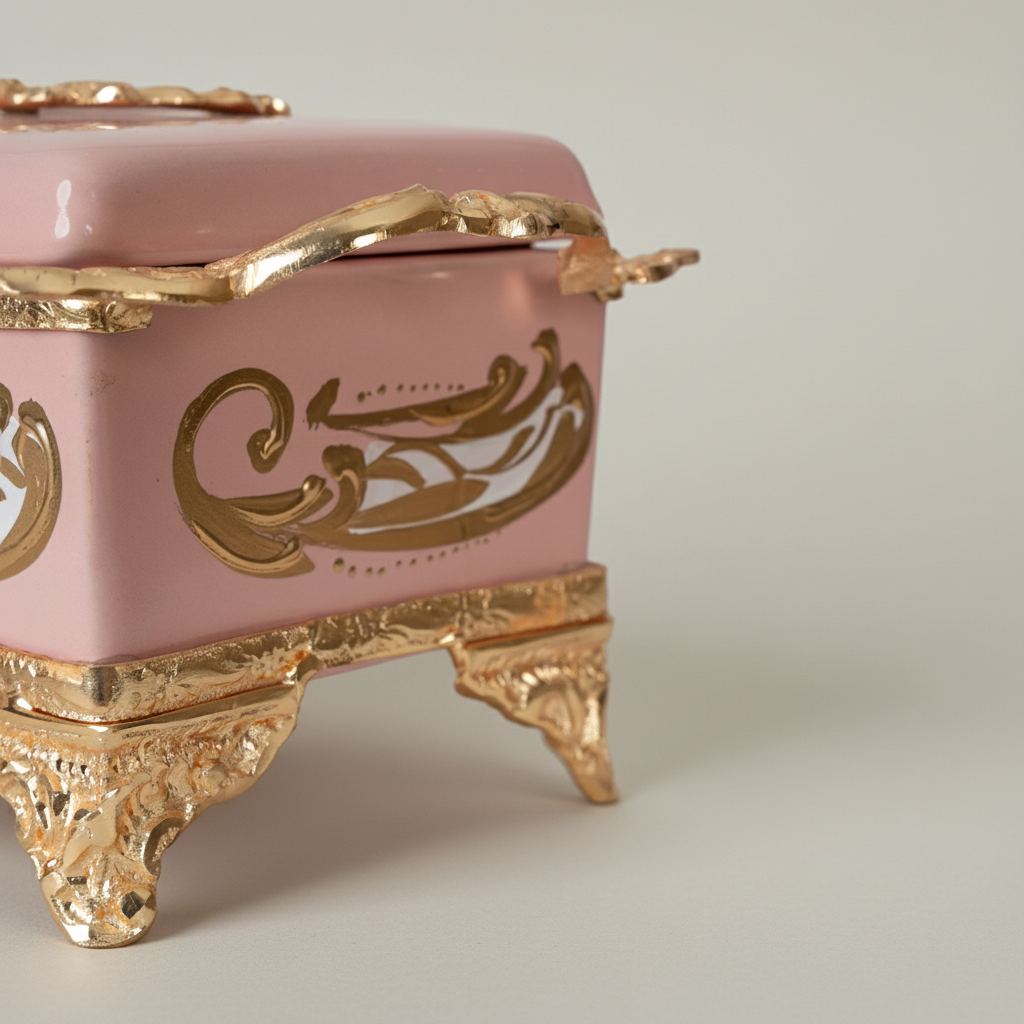 Rococo Tissue Box Holder with Acanthus Scrollwork & Cartouche Motif on Cabriole Feet — Gold