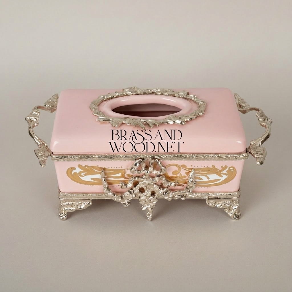 Rococo Tissue Box Holder with Acanthus Scrollwork & Cartouche Motif on Cabriole Feet