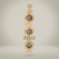 Rococo Triple-Medallion Brass Wall Hanging with Floral Painted Panels — Gold