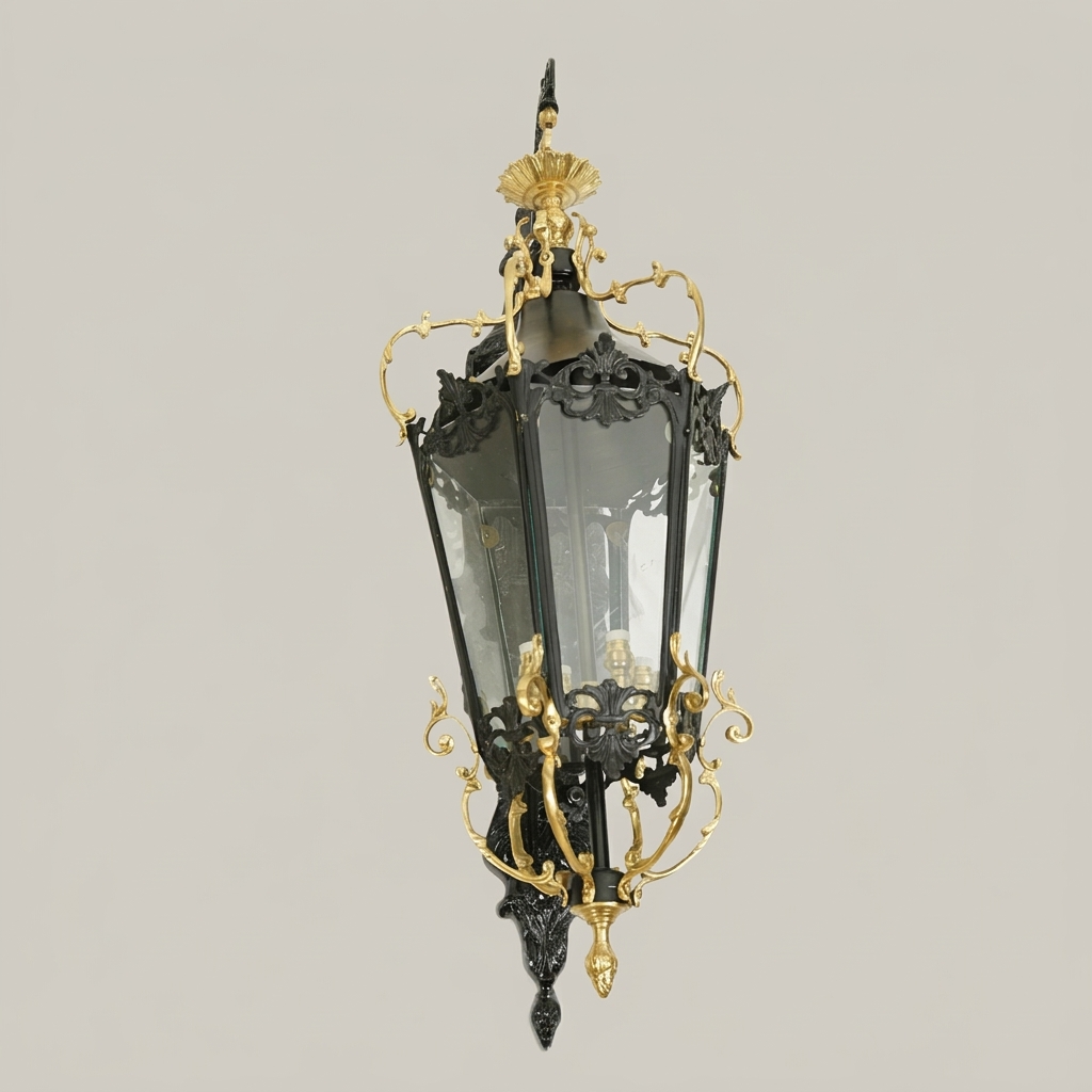 Rococo Twin-Arm Brass Wall Sconce with Hand-Painted Porcelain Medallion — Antique Gold