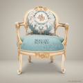 Louis XV Salon Armchair with Damask Backrest & Ivory Gilt Frame