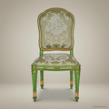 Louis XVI Dining Chair with Twisted Rope Legs & Damask Upholstery (Without Arms)