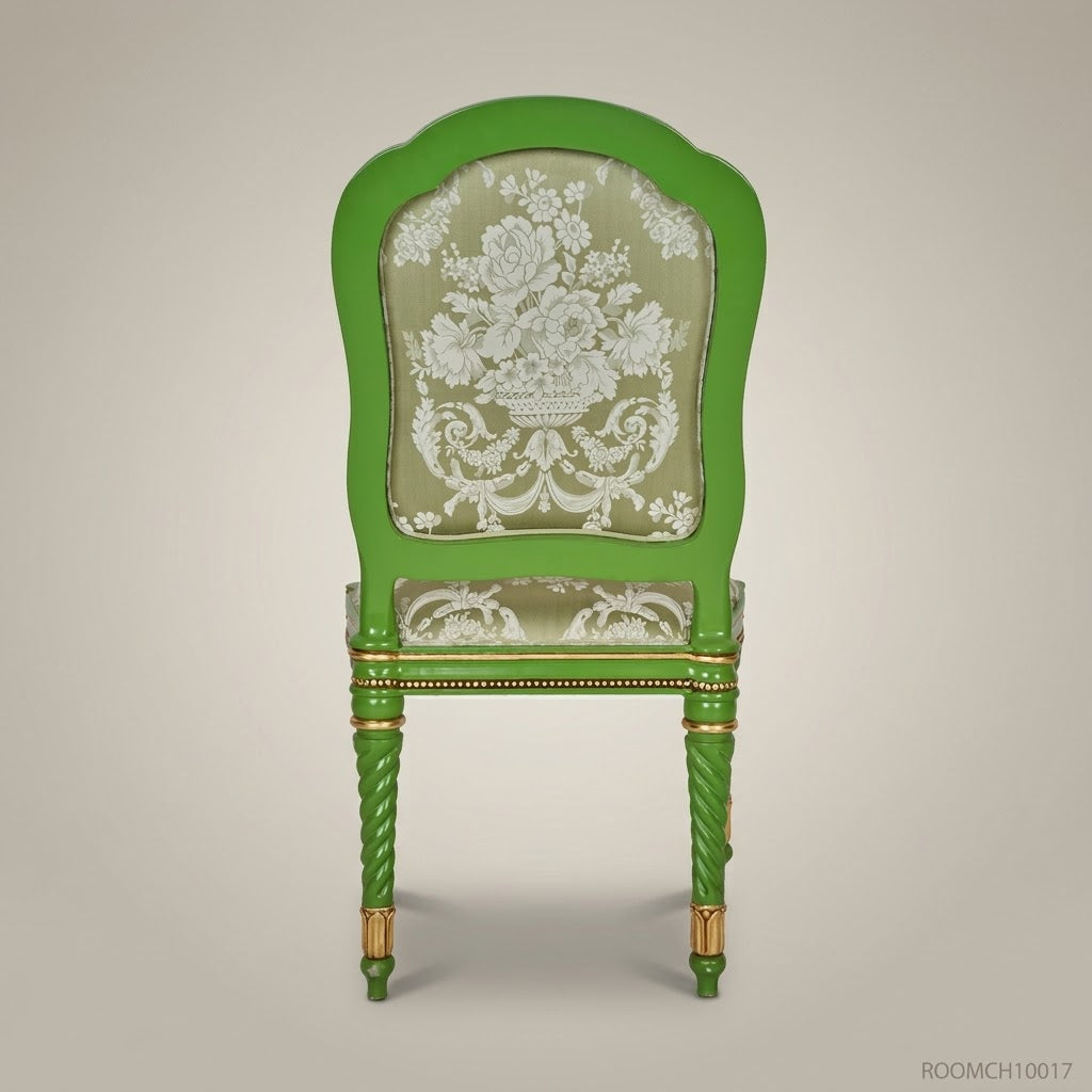 Louis XVI Dining Chair with Twisted Rope Legs & Damask Upholstery (Without Arms)