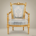 Louis XVI Gilded Salon Armchair with Damask Upholstery