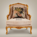 Louis XV Bergère Salon Chair – Gilded Frame & Champagne Velvet