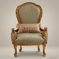 Louis XV Salon Armchair with Gilded Frame & Floral Brocade Upholstery