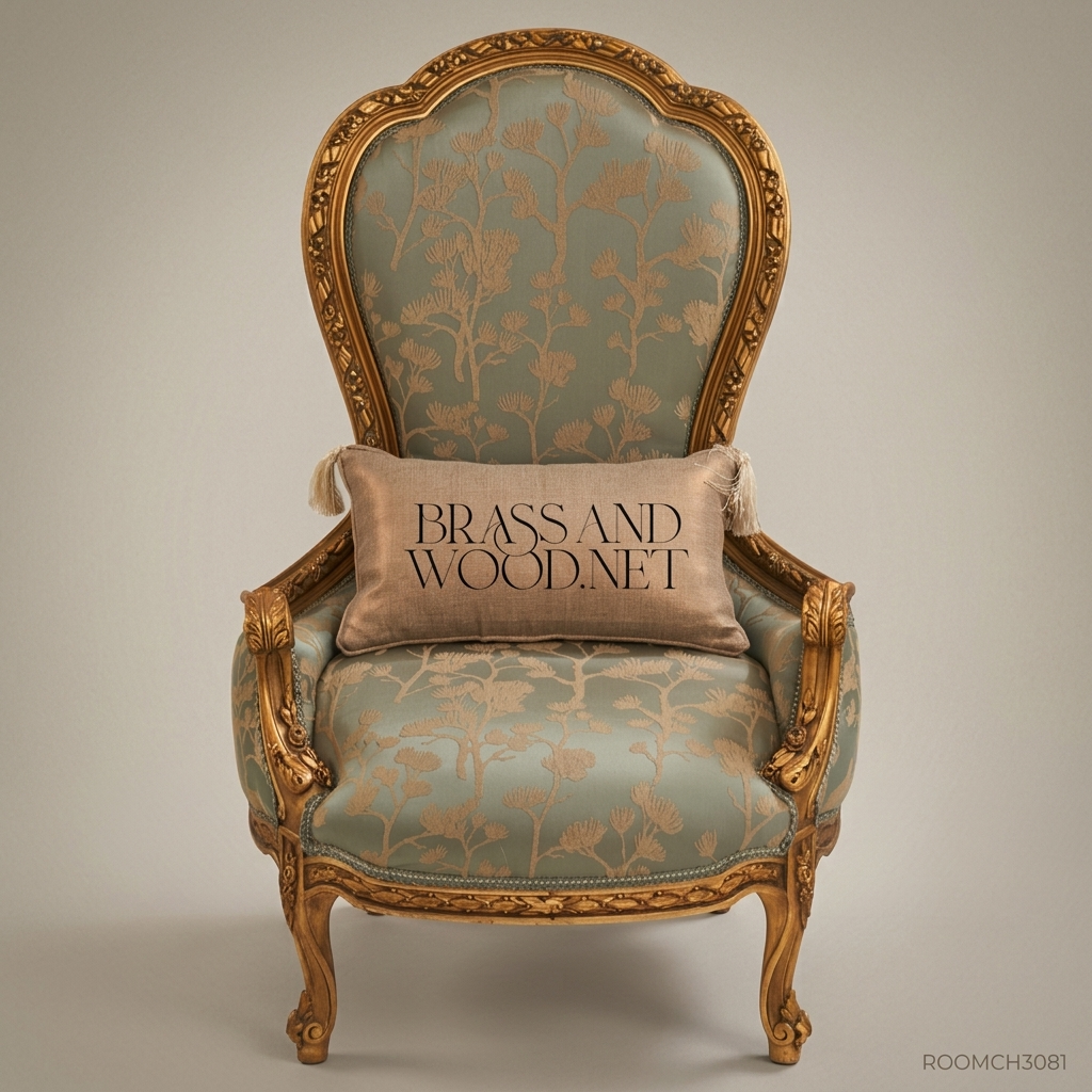 Louis XV Salon Armchair with Gilded Frame & Floral Brocade Upholstery