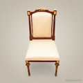 Empire Style Solid Wood Dining Chair with Gilt Bronze Mounts & Chevron Upholstery (Without Arms)