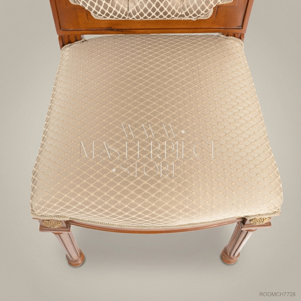 Brass & Wood Louis XVI Dining Chair — Without Arms
