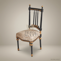 Brass & Wood Napoleon III Ebonized Dining Chair — Without Arms