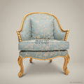 Louis XV Gilded Salon Armchair with Floral Jacquard Upholstery