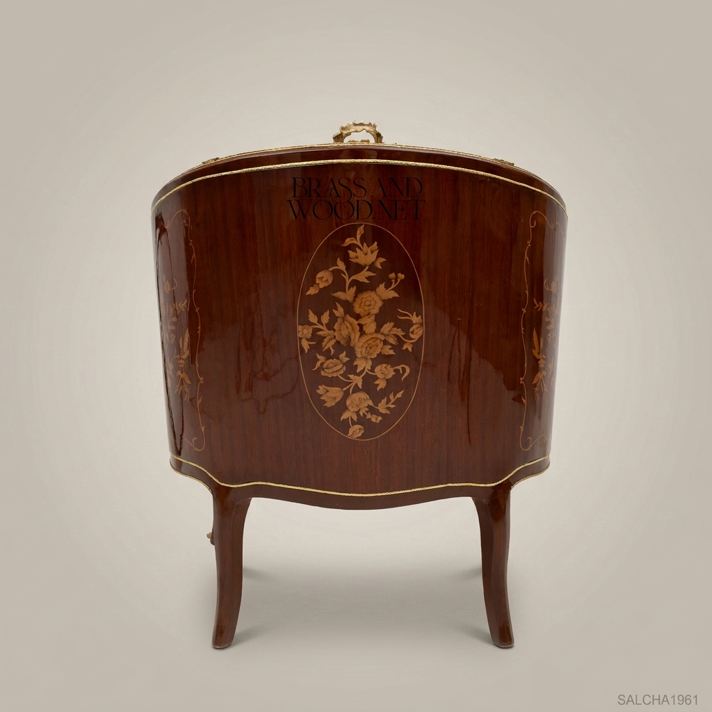 Louis XV Barrel Salon Chair with Gilt Bronze Mounts & Marquetry