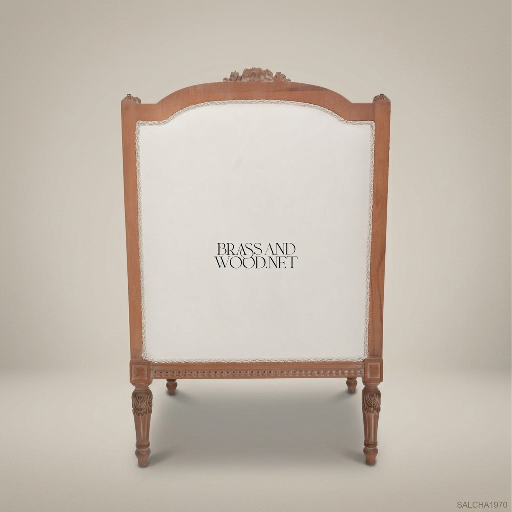 Louis XVI Bergère Salon Chair – Damask Seat & Button-Tufted Back