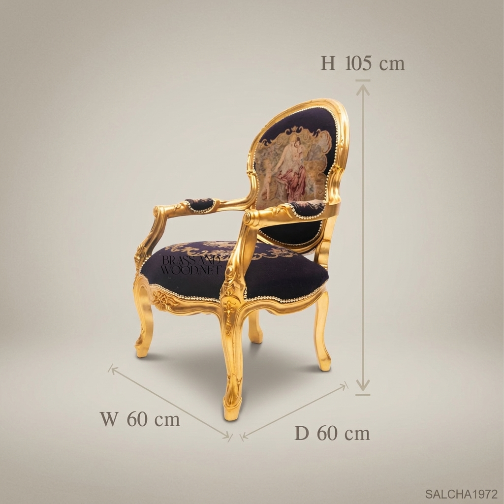 Louis XV Gilded Salon Armchair with Tapestry Upholstery