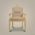 Louis XVI Carved Solid Wood Armchair with Damask Upholstery – Antique White (With Arms)