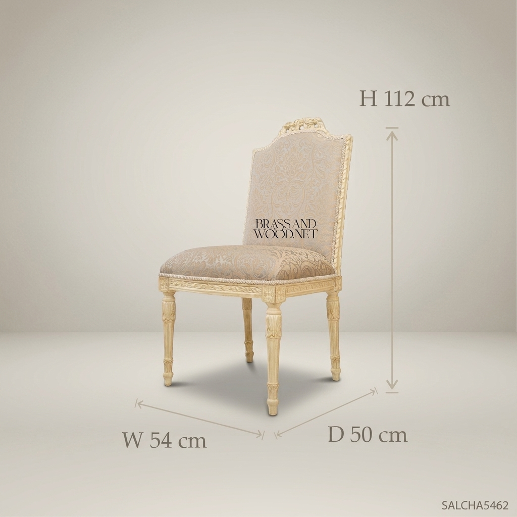 Brass & Wood Louis XVI Classic Dining Chair — Without Arms