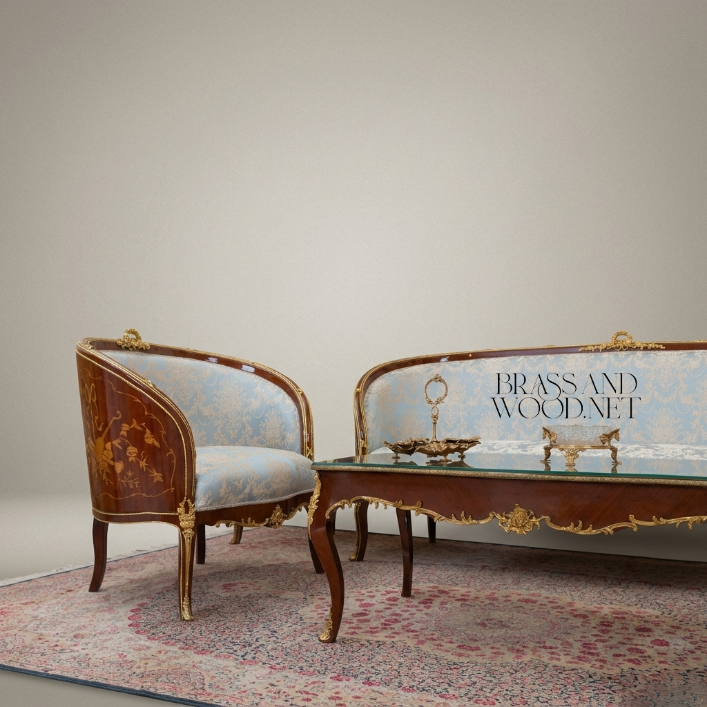 Louis XV Marquetry Gilt Salon Set