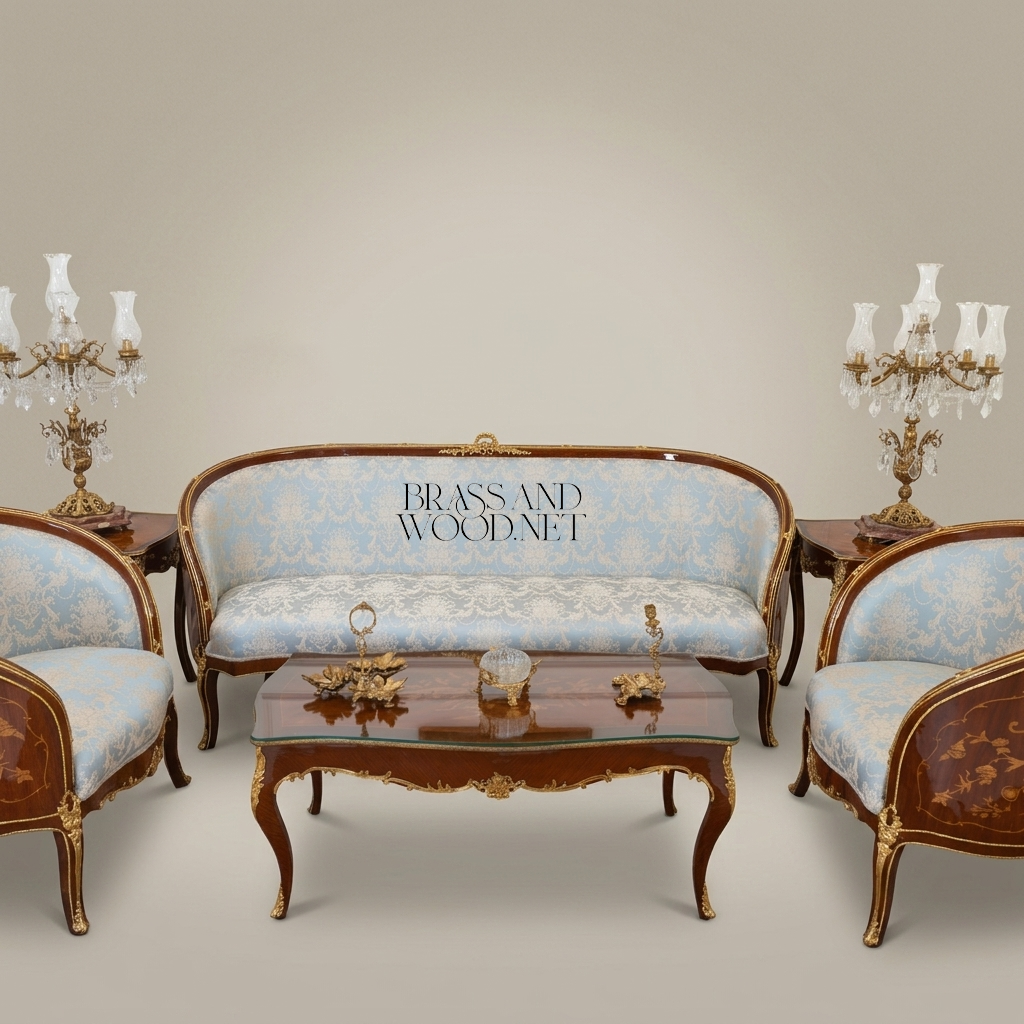 Louis XV Marquetry Gilt Salon Set