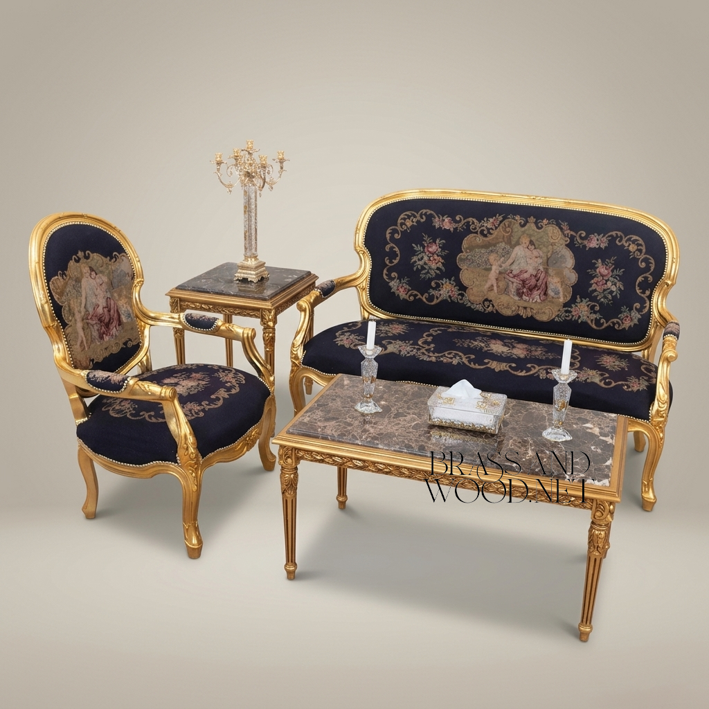 Rococo Tapestry Gilt Salon Suite