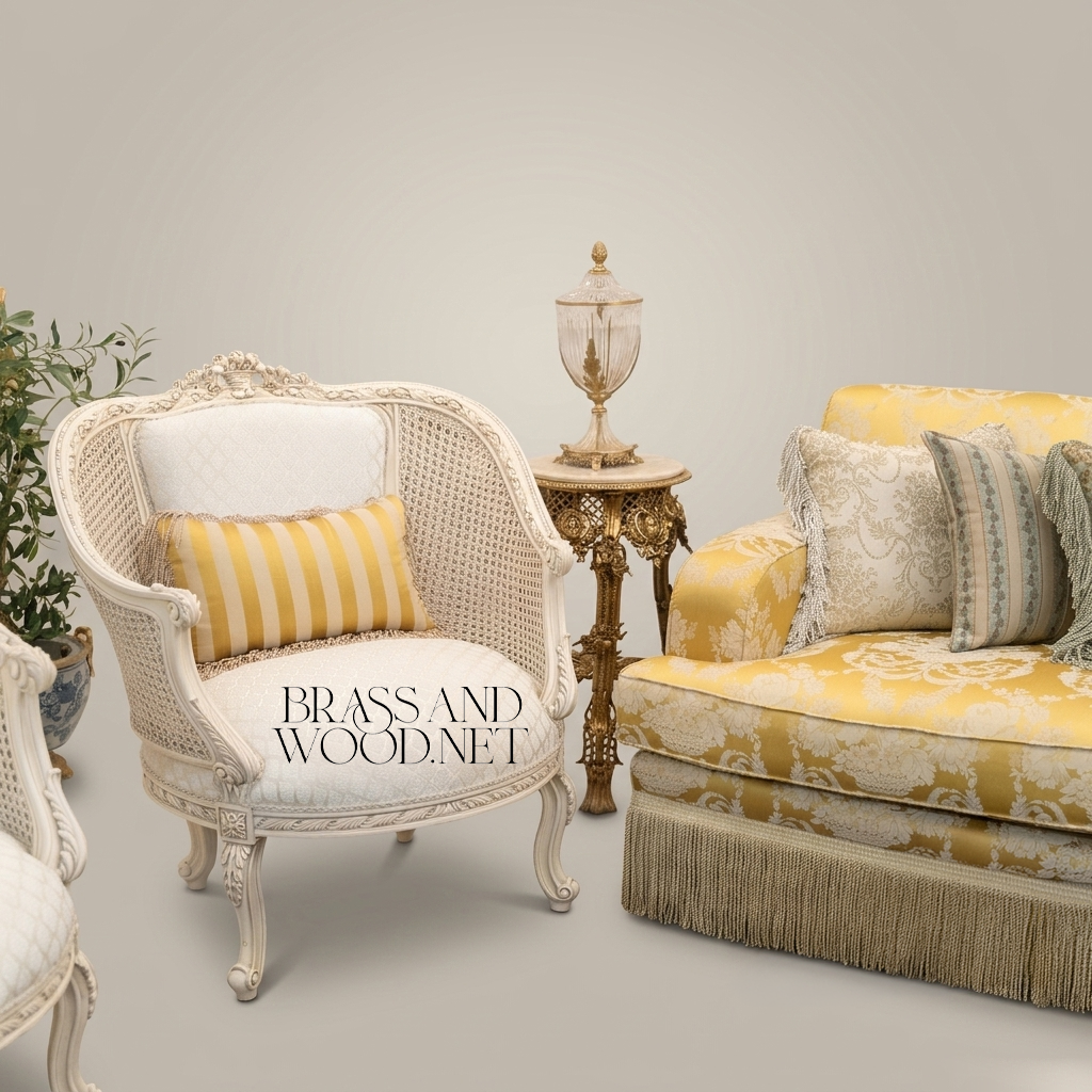 Baroque Marquetry Gilt Salon Suite