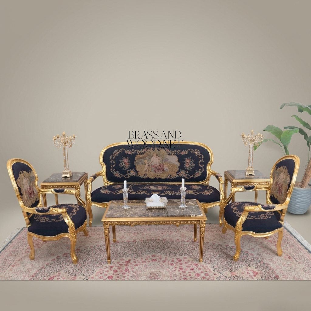 Rococo Tapestry Gilt Salon Suite