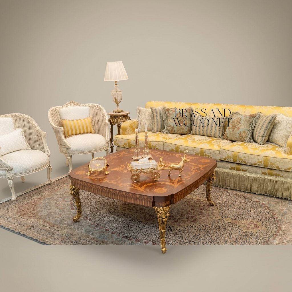 Baroque Marquetry Gilt Salon Suite