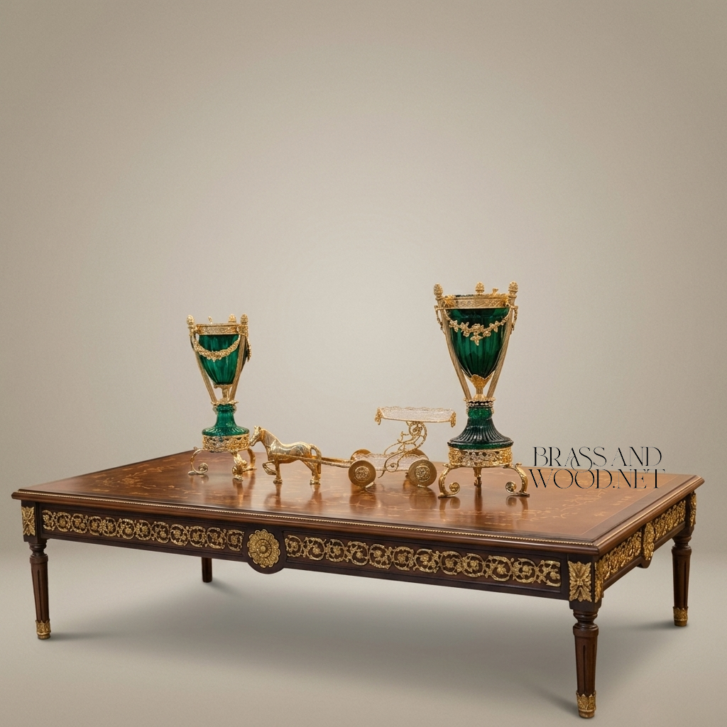 Louis XVI Heritage Salon Set with Gilt Marquetry Coffee Table