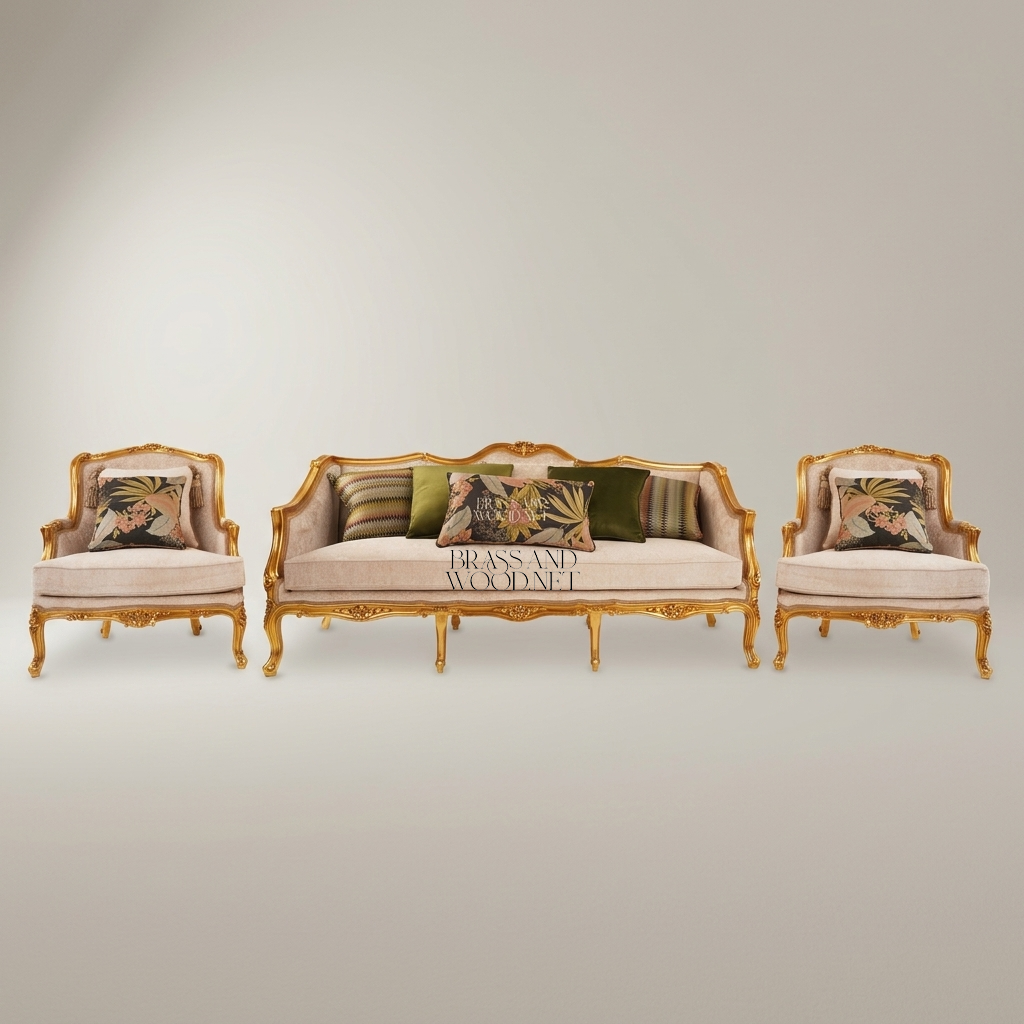 Rococo Gilt Carved Velvet Salon Suite