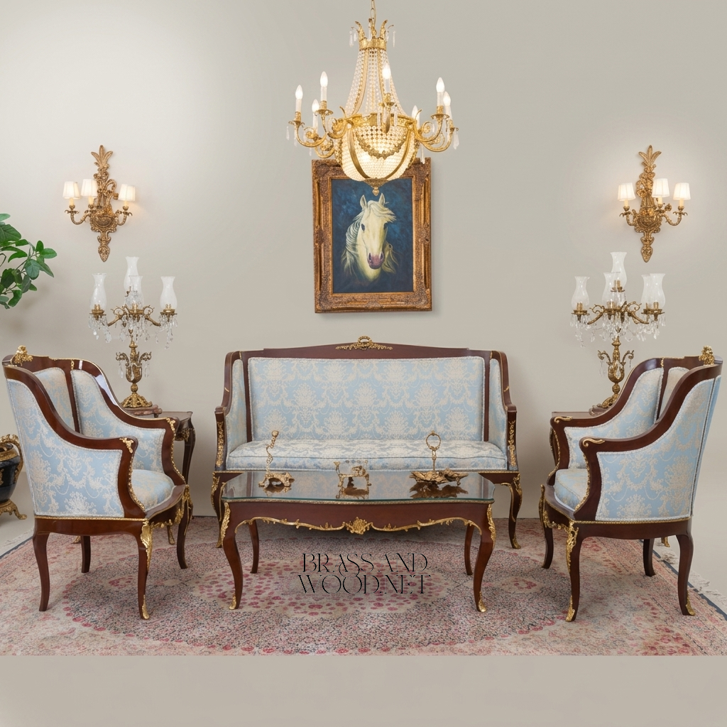 Louis XV Gilded Salon Suite — Carved Wood & Gilt Bronze Complete Set