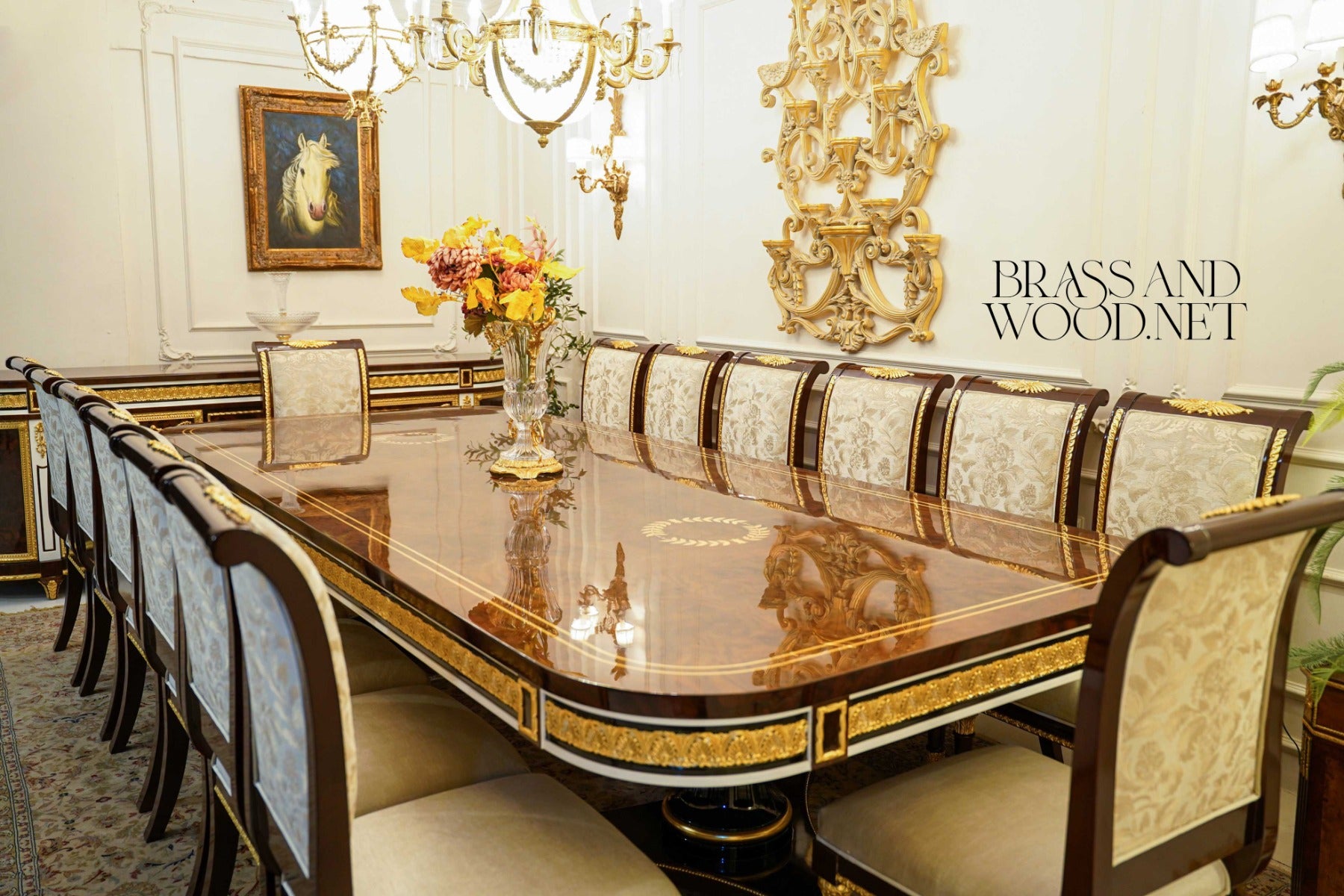 Empire Gilt Dining Suite with Carved Buffet
