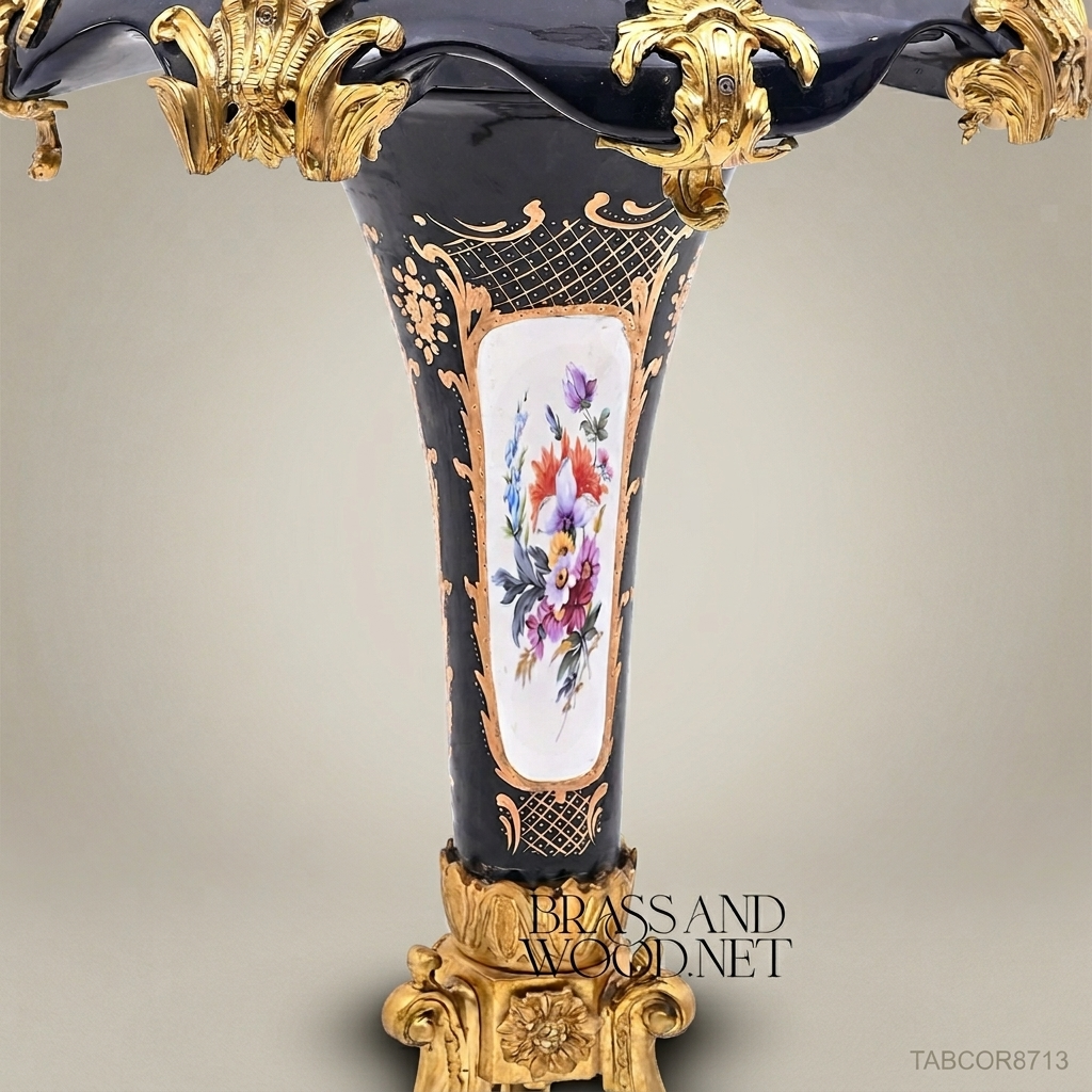 Sèvres-Style Cobalt Porcelain & Gilt Bronze Guéridon Side Table – Louis XV