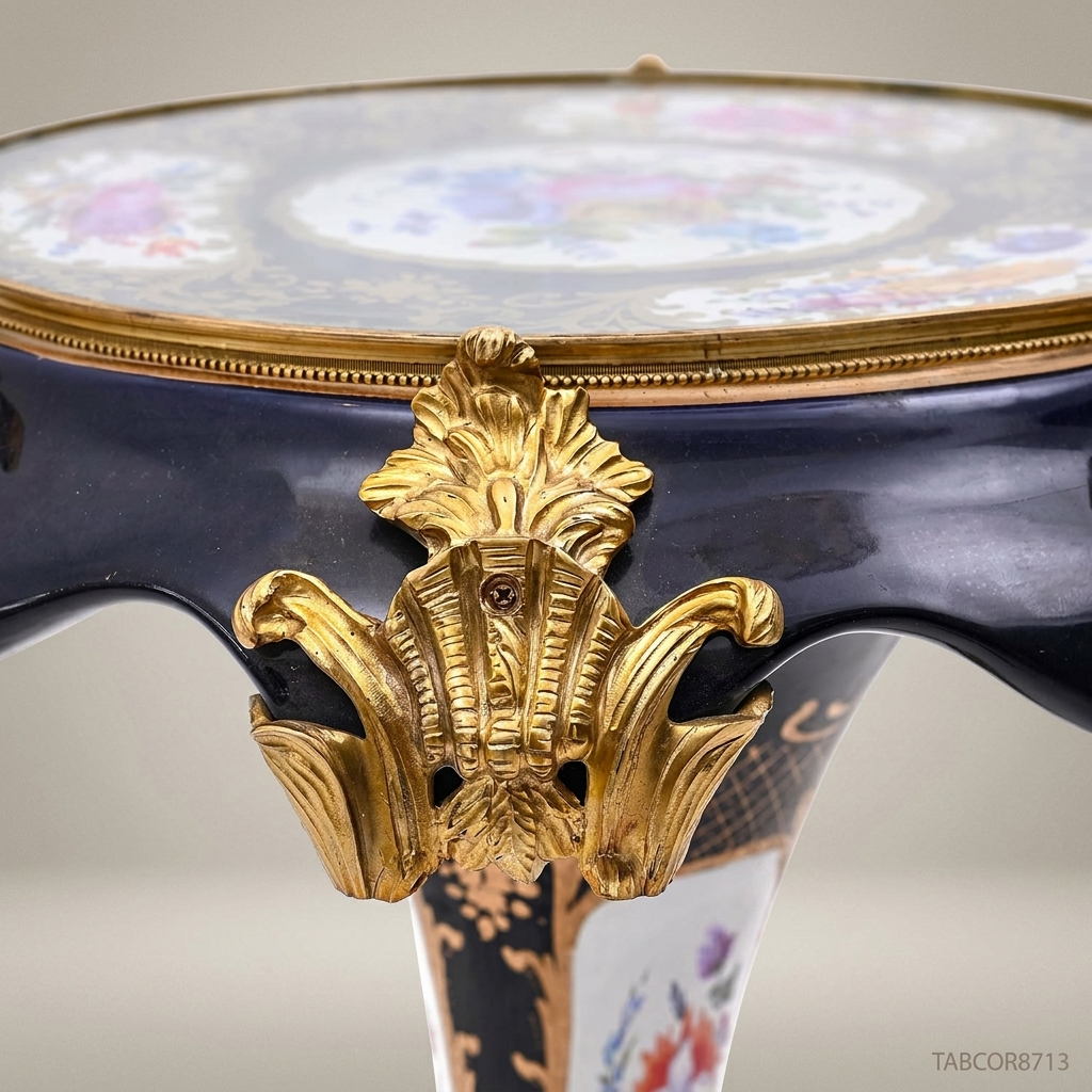 Sèvres-Style Cobalt Porcelain & Gilt Bronze Guéridon Side Table – Louis XV