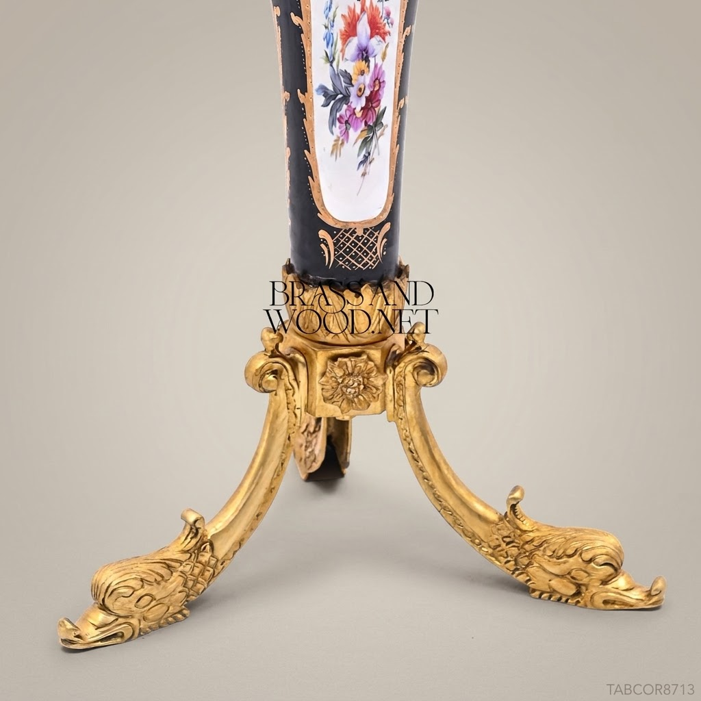 Sèvres-Style Cobalt Porcelain & Gilt Bronze Guéridon Side Table – Louis XV