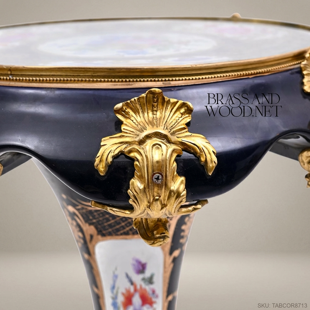 Sèvres-Style Cobalt Porcelain & Gilt Bronze Guéridon Side Table – Louis XV