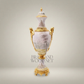 Sèvres-Style Hand-Painted Porcelain Urn Vase with Ormolu Mounts & Landscape Scene — Gold