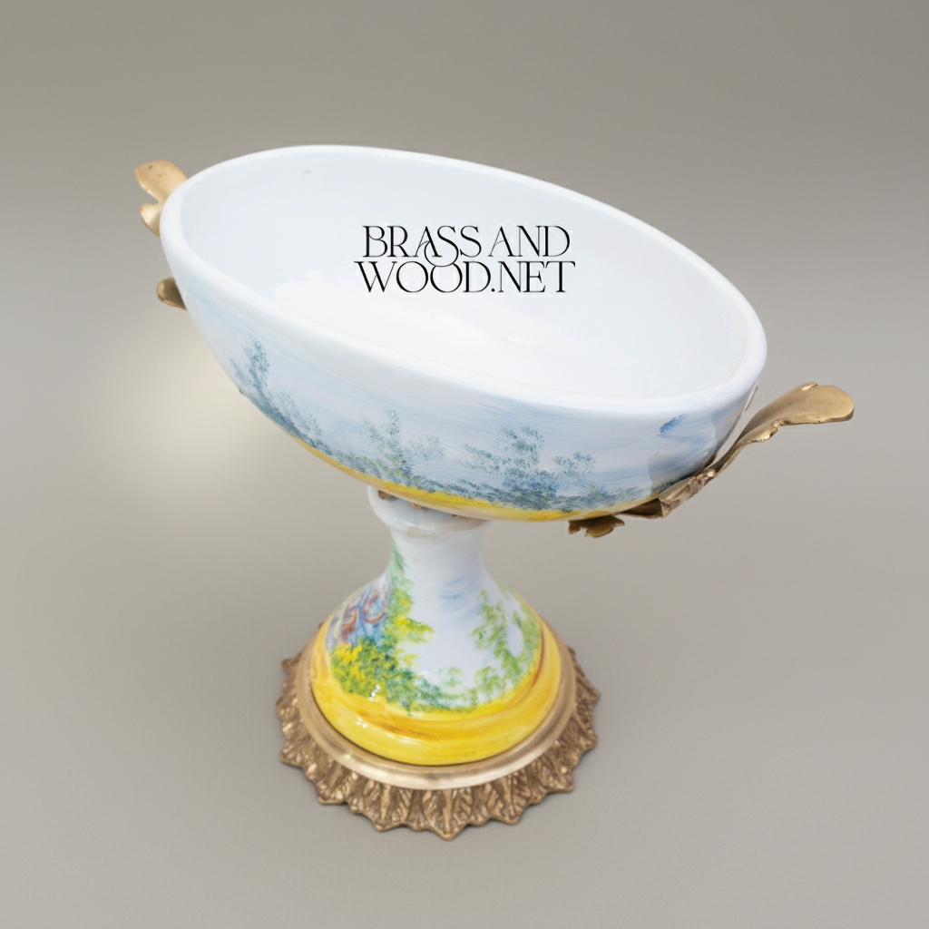 Sèvres-Style Porcelain 3-Piece Garniture Set with Hand-Painted Pastoral Scenes & Brass Mounts — Antique Gold