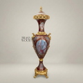 Sèvres-Style Porcelain Lidded Urn - Hand-Painted Mythological Cartouche — Gold