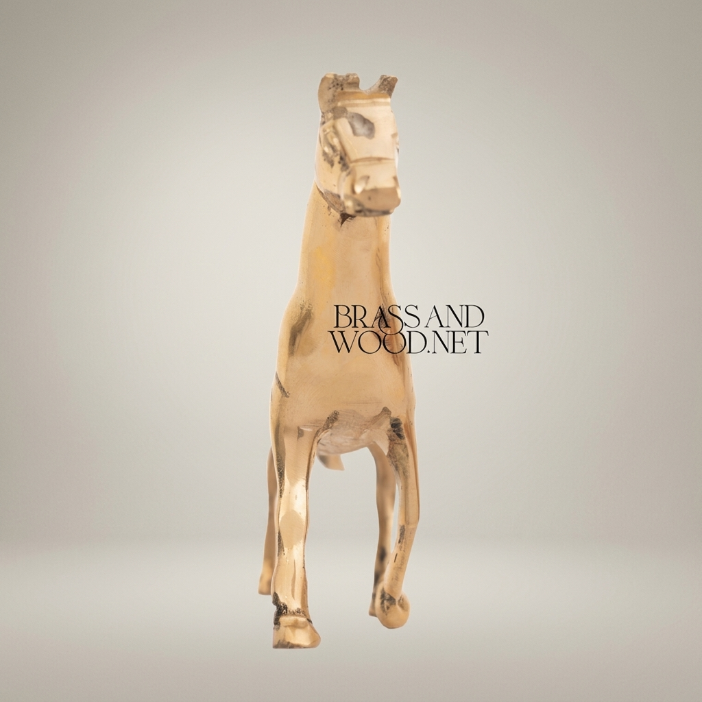 Solid Brass Equestrian Horse Figurine - Handcrafted Decorative Sculpture