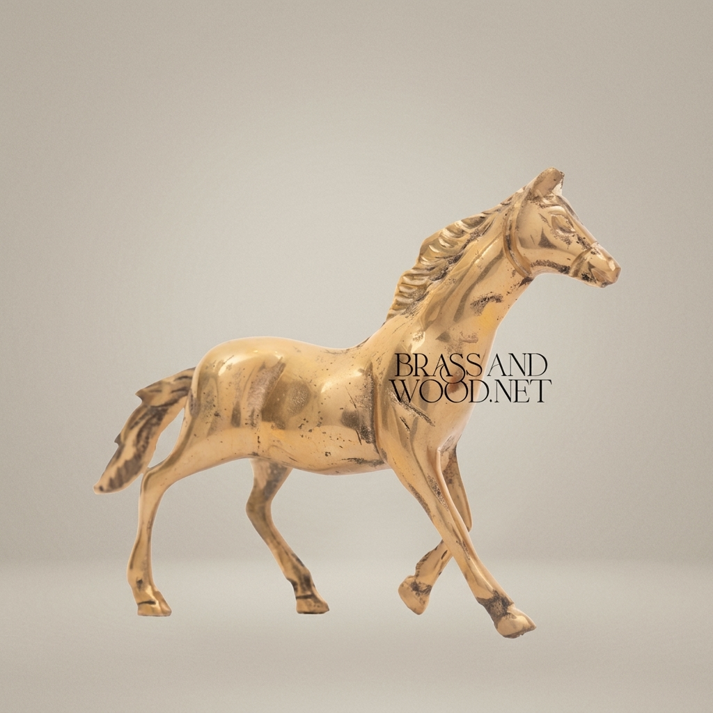 Solid Brass Equestrian Horse Figurine - Handcrafted Decorative Sculpture