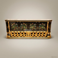 Brass & Wood Baroque Hand-Painted Floral Black Lacquer Dining Buffet — 200cm