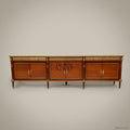 Brass & Wood Louis XVI Marquetry Buffet with Brass Gallery & Ormolu Mounts — 200cm