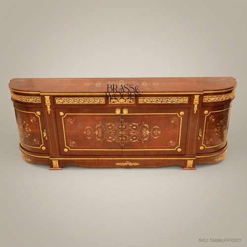 Brass & Wood Louis XVI Marquetry Buffet