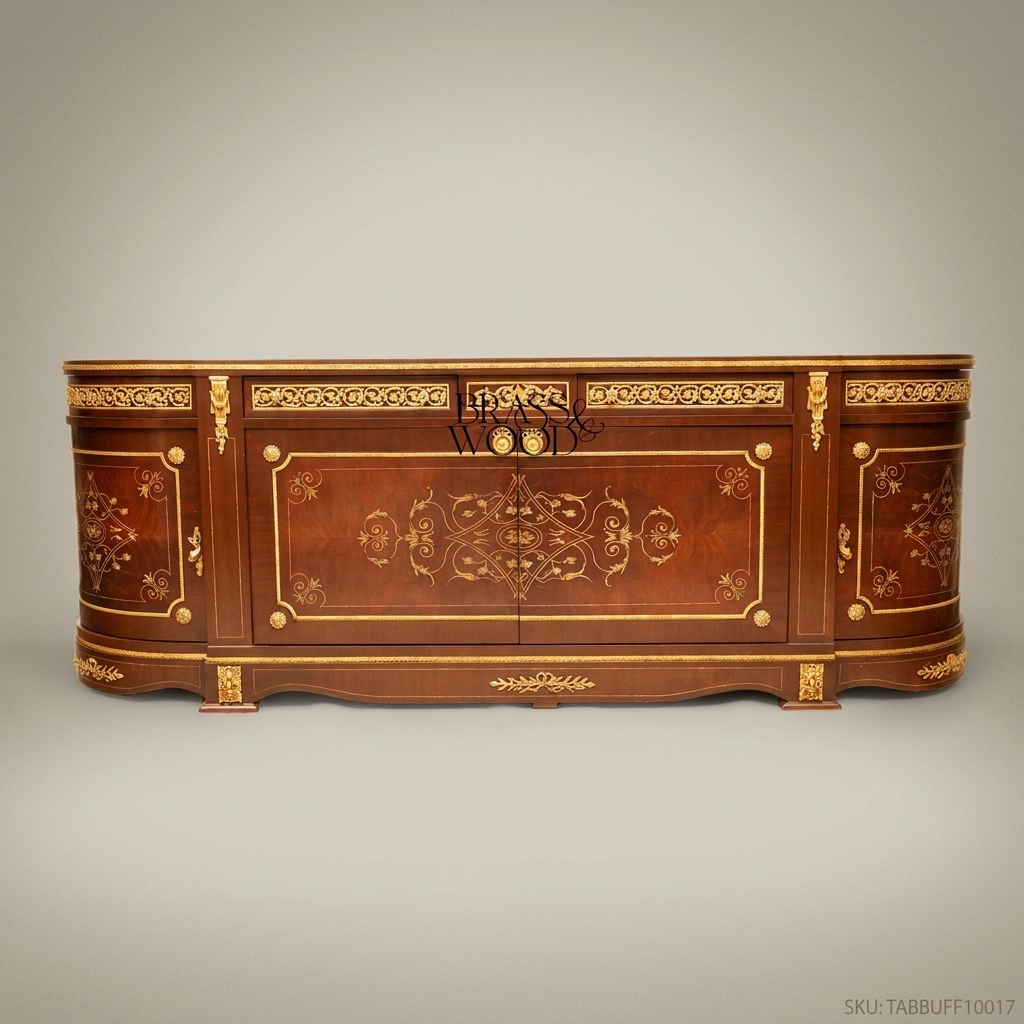 Brass & Wood Louis XVI Marquetry Buffet — 200cm
