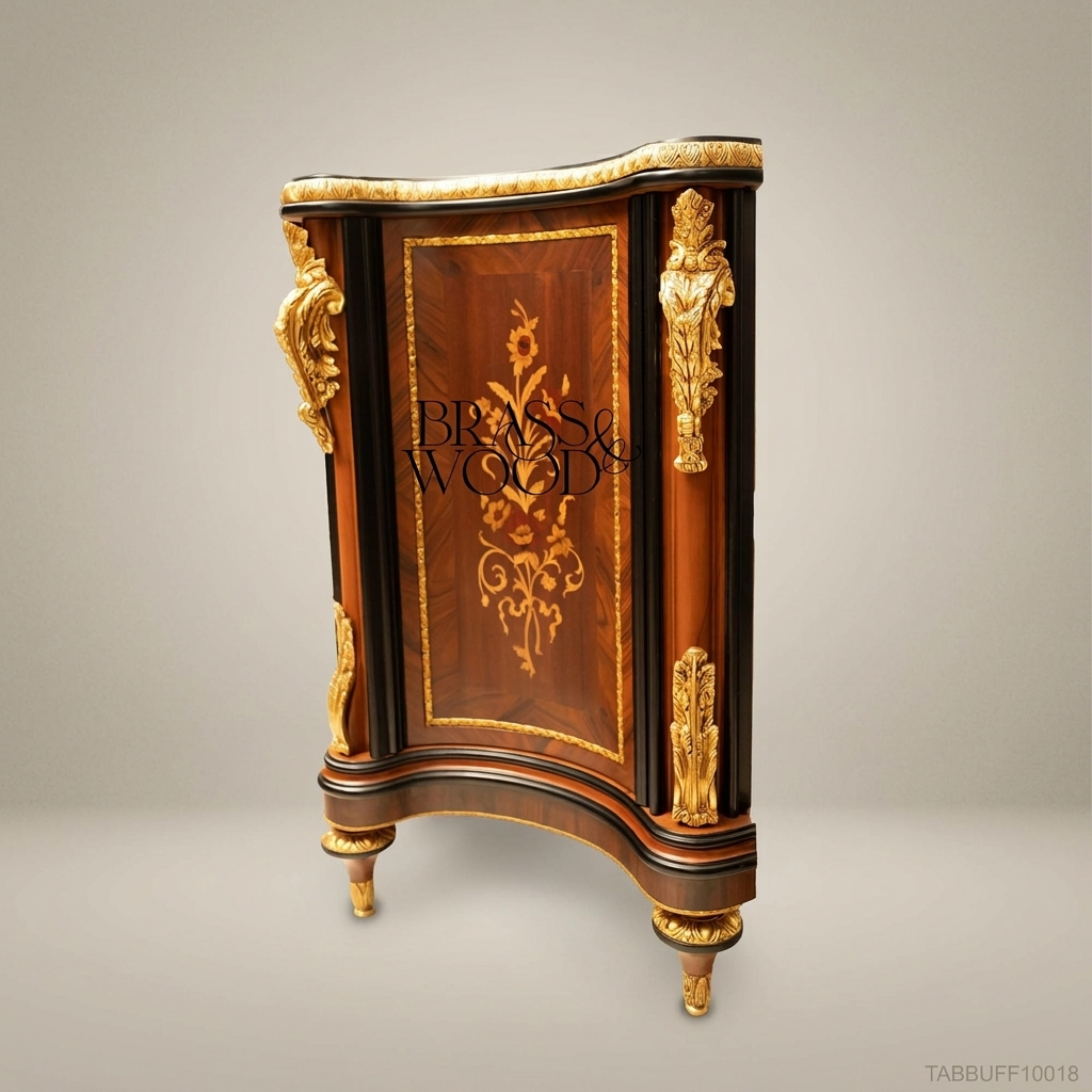 Brass & Wood Louis XV Marquetry Buffet — 400cm